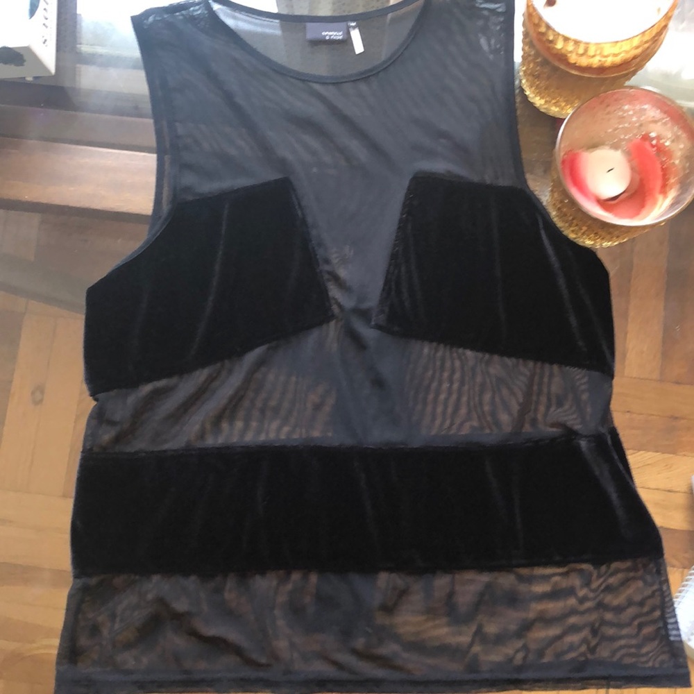 Paneled Mesh and Velvet Top, URBN